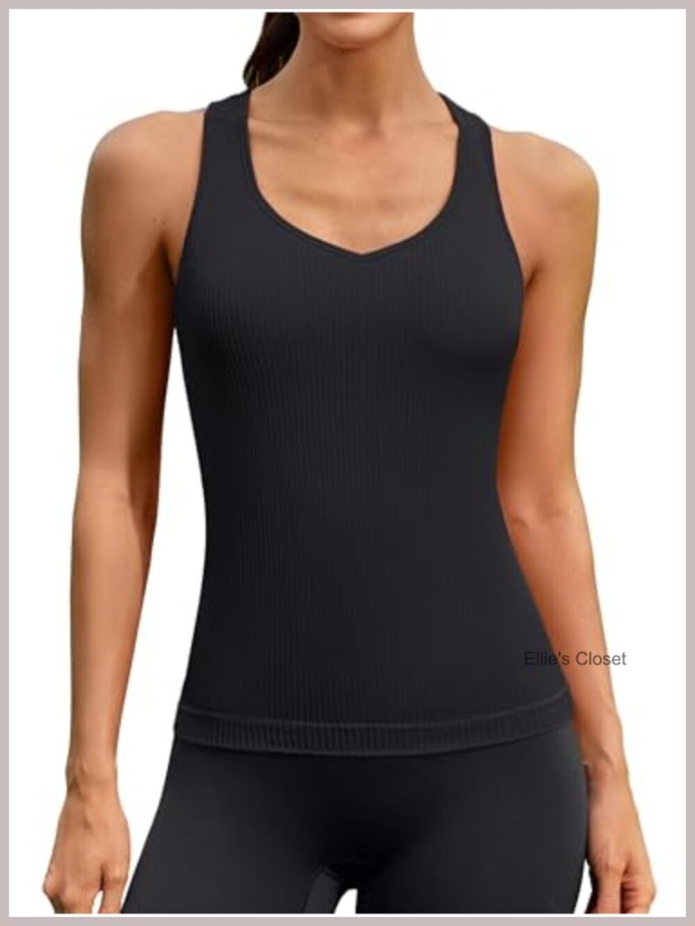 Women's Seamless Racerback Tank Top with Built-in Bra, Sweetheart Neck, Longline